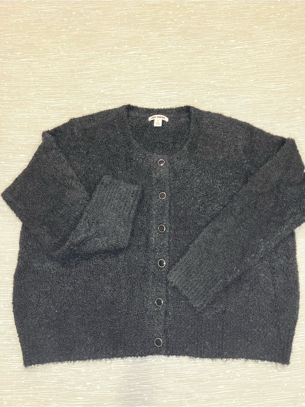 Joe Fresh Black Fuzzy Button-Front Cardigan